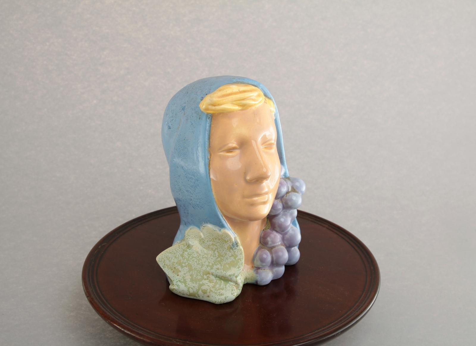 ART DECO - Keramická busta ženy s vínem - Starožitnosti a umění