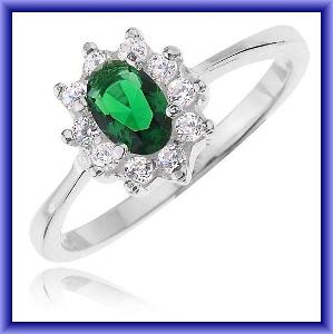 Prsten stříbro 925/1000 cubic zirconia smaragd