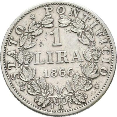 Vatikán 1 Lira 1866 R Papež Pius IX. XF-UNC č36088
