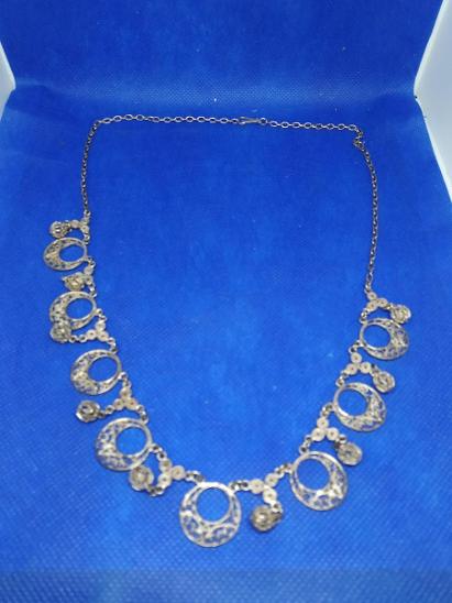 Starožitný stříbrný krásný náhrdelník filigrán ! - Starožitné šperky
