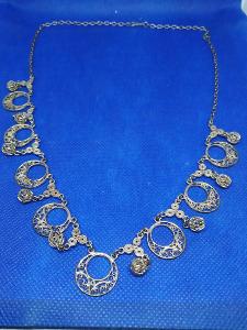 Starožitný stříbrný krásný náhrdelník filigrán !