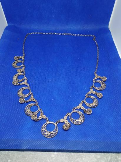 Starožitný stříbrný krásný náhrdelník filigrán ! - Starožitné šperky
