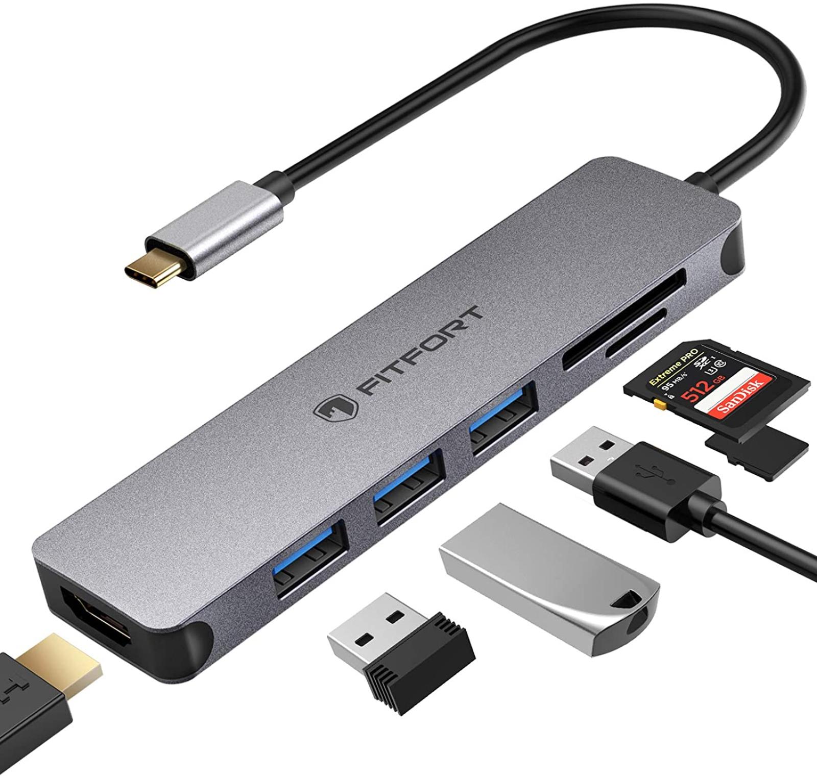 NOVOO USB -C Hub 5 in 1 Multiport Adapter, čtečka SD/mSD,HDMI,USB - Příslušenství k notebookům