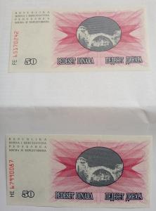 Bosna a Hercegovina 50 dinárů 1992 celkem 2 ks