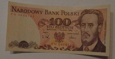 Bankovka Polsko 100 Zlotych r.1988 PN 0488166