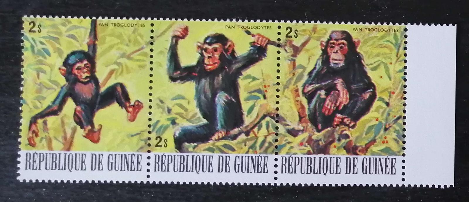 Guinea 1977 Mi.796-8 1,5€ Africká fauna, opice a šimpanzy - Filatelia