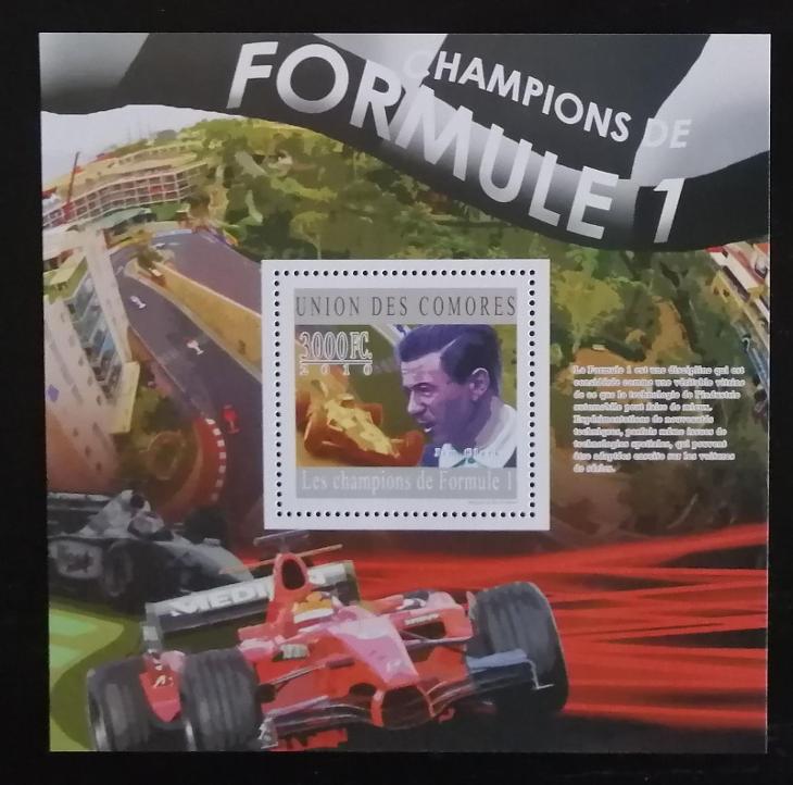Komory 2010 Bl.591 15€ - Závody Formule 1, auta & sport - Známky