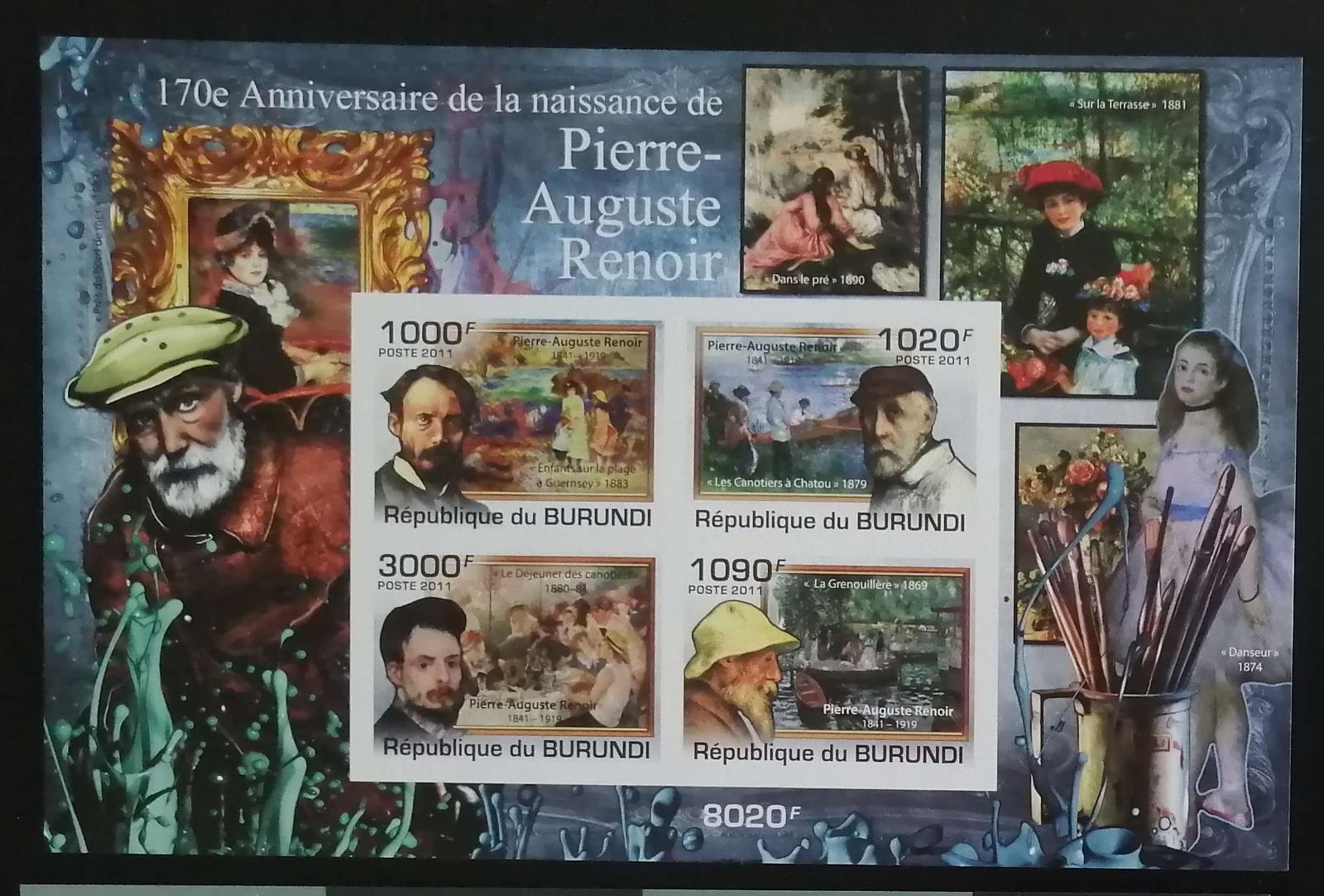 Burundi 2011 Bl.171 9,5 € - 170. narodeniny maliara Renoira, imperf. - Filatelia