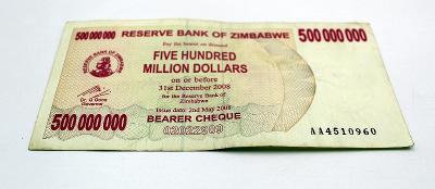 500 000 000 dollar ZIMBABWE 2008  P60 z oběhu   stav 1-3