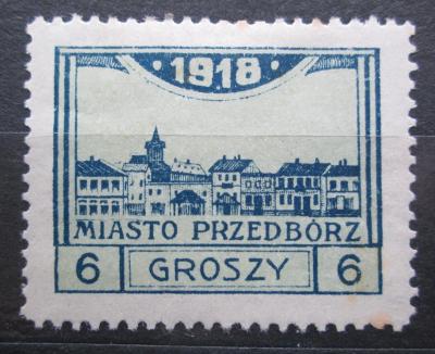 Polsko, Przedbórz 1918 Pohled na město RARITA Mi# 5 B Kat 40€ 2229