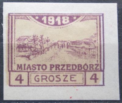 Polsko, Przedbórz 1918 Pohled na město RARITA Mi# 4 C Kat 85€ 2229