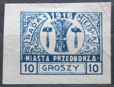 Polsko, Przedbórz 1918 Městský znak RARITA Mi# 10 B Kat 50€ 2229