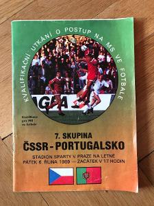 ČSSR – Portugalsko (fotbalový program, 1989, kvalifikace, Praha Letná)