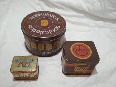 Staré plechové krabičky čaj kakao