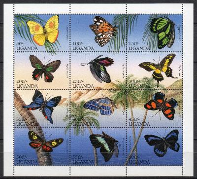 Uganda-Motýli 1996**  Mi.1704-1715 / 9 €