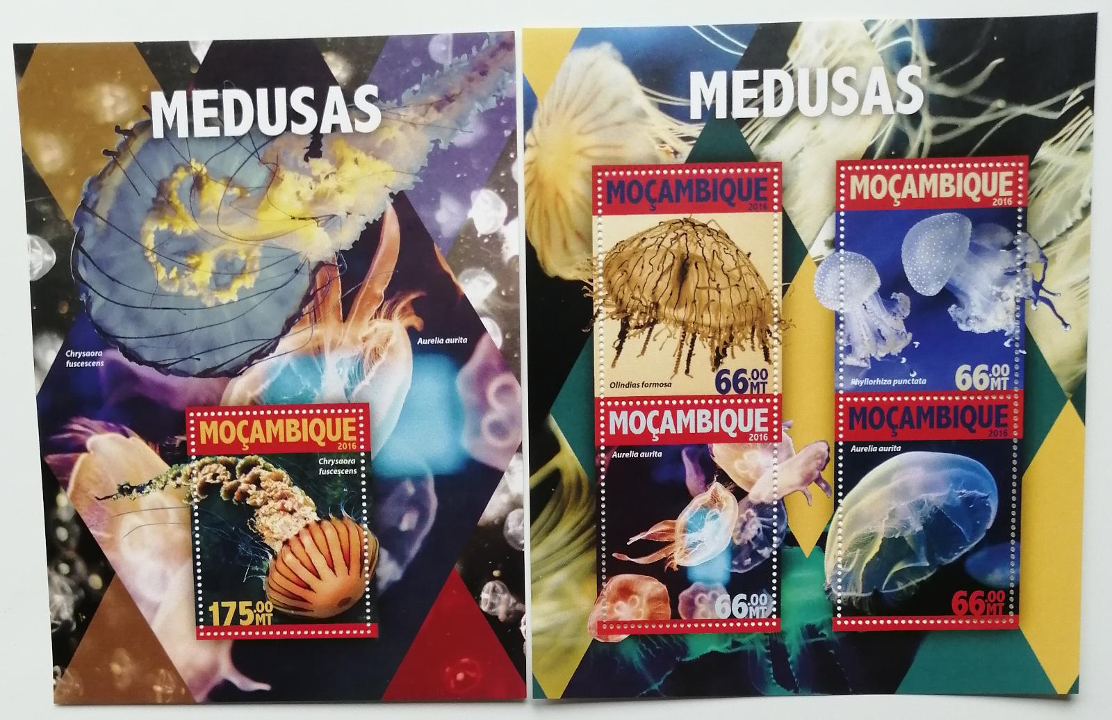 Mozambik 2016 Mi.8369-2+Bl.1114 25€ - Medúzy, mořská fauna - Tematické známky