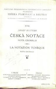 JOSEF HUTTER - ČESKÁ NOTACE   / 1920/