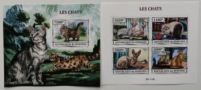 Burundi 2013 Mi.3248-1+Bl.374 19€ Kočky a jejich druhy, domácí fauna