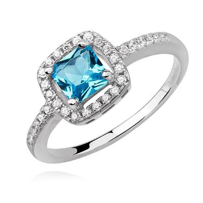 Prsten stříbro 925/1000 Cubic zirconia Aquamarine