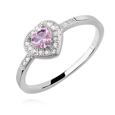 Prsten stříbro 925/1000 Cubic zirconia Heart Pink