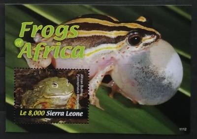 Sierra Leone 2011 Bl.659 5€ Africké žáby, obojživelníci, fauna