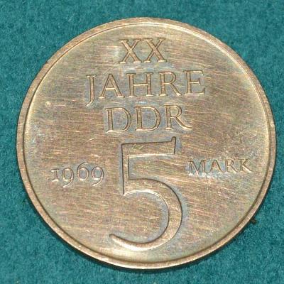 mince, 5 mark XX Jahret Der DDR 1969