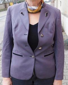 Krásné myslivecké stylové sako vlna, fialový odstín, vel.38