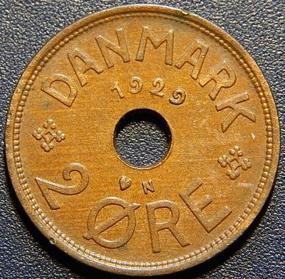 Dánsko 2 Ore 1929 N, GJ XF č28906