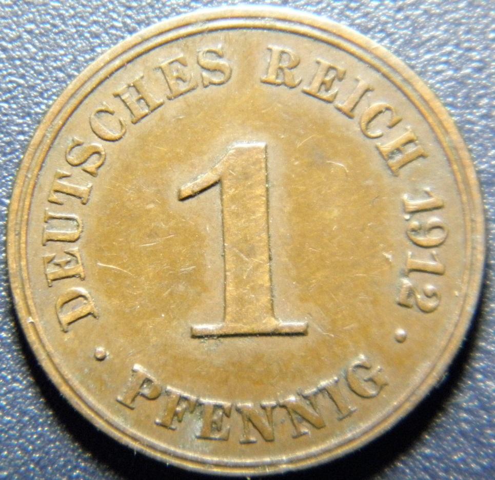 Německo Císařství 1 Pfennig 1912J XF č34291 - Numizmatika