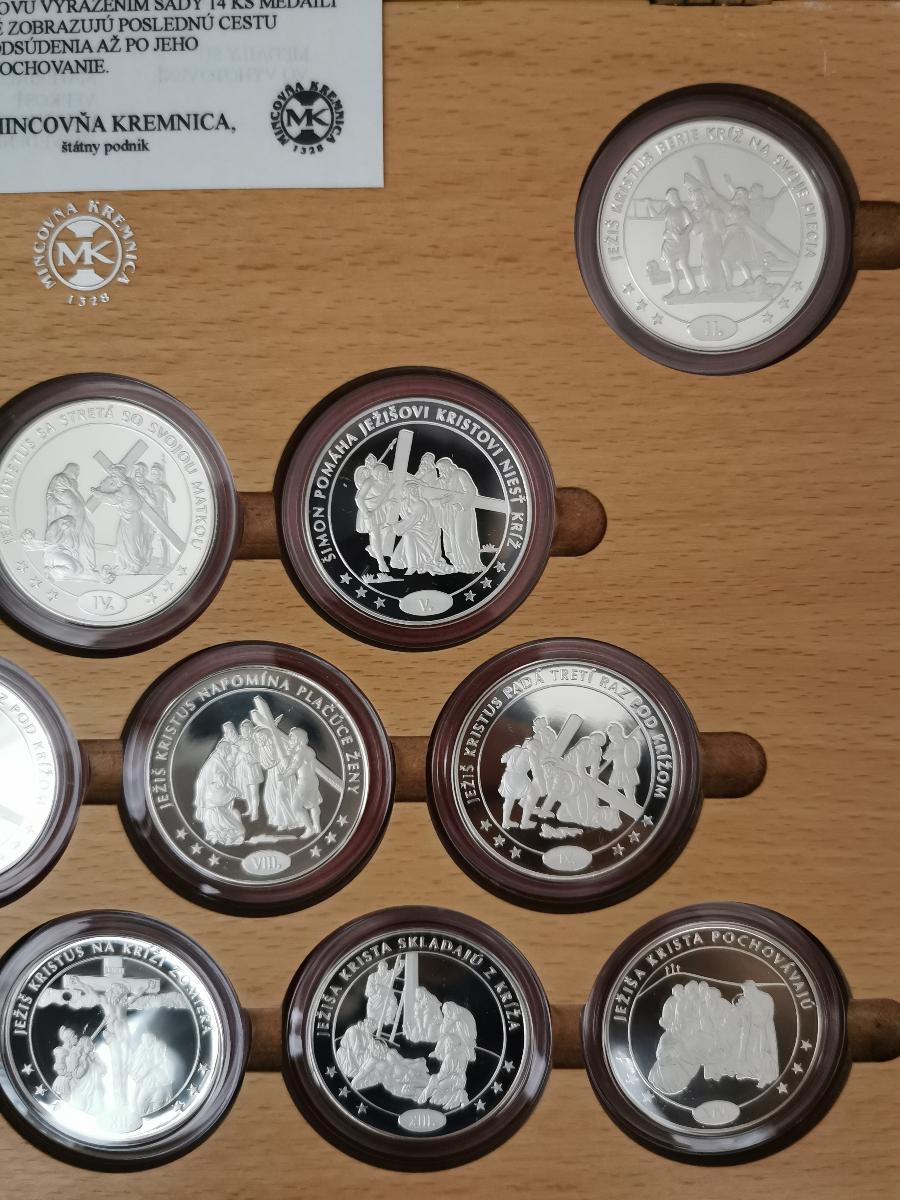 14 x 1 oz Ag medaili KRÍŽOVÁ CESTA, Mincovna Kremnica - Numismatika