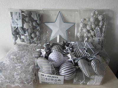 Ozdoby sváteční vánoční IKEA 36x JULMYS (karton+lá) + hvězda ocel 25cm