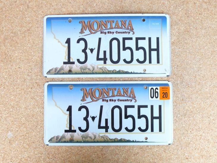 USA SPZ, Montana pár originál... - Motoristické registrační značky