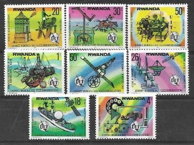 Rwanda 1977 Mi.873-0 4€ Světový den telekomunikace, satelity, lodě