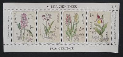 Švédsko 1982 Bl.10 4,5€ Orchidej, květiny a flora země