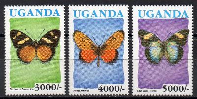Uganda-Motýli 1992**  Mi.1084-1086 / 75 €