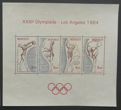 Monako 1984 Bl.25 7€ Olympijské hry Sarajevo a LA, sport
