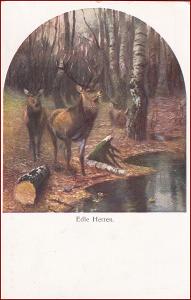 Lovecký motiv * jelen, zvířata, lesní krajina, myslivost * M3476
