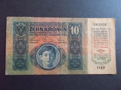 Bankovka Rakousko Uhersko  1911 Zehn kronen Deset korun