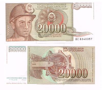 Jugoslávie 20000 dinara UNC / N 