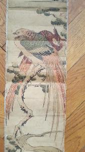 Originál japonský drevoryt, Edo "Bažanti" 18.stor.