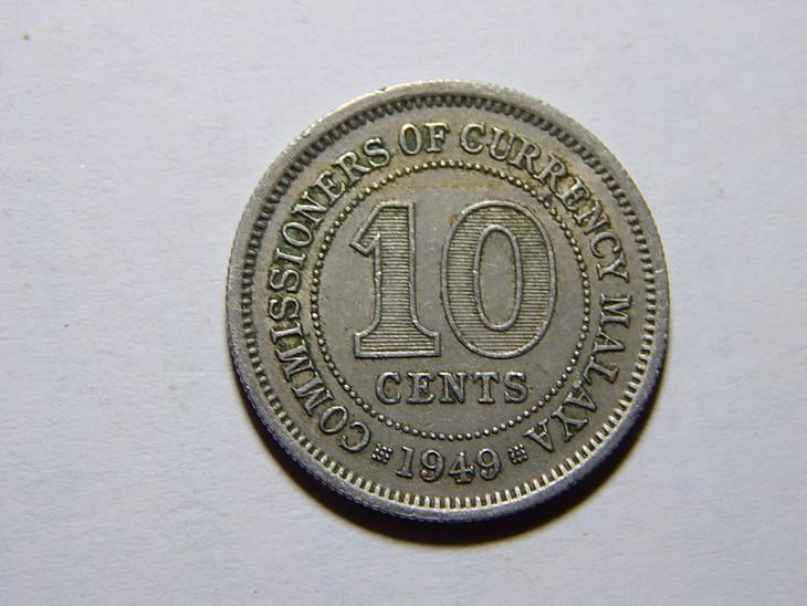 Malaya 10 Cents 1949 XF č11889