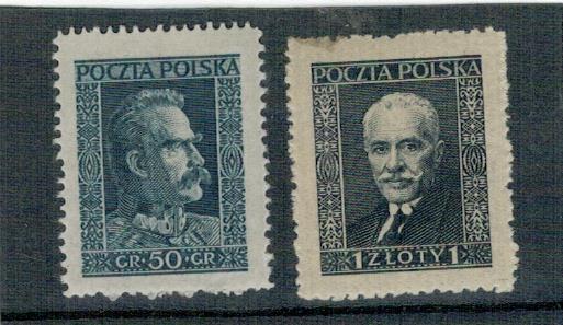 Polsko 1928 Známky Mi 257 a + 258 uI ** maršál Pilsudski prezident Mos