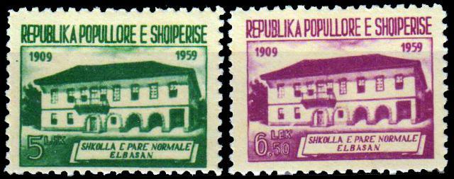 Albánie 1959 Mi.607-8 4€ 50 let školy Elbasan, stavby, vzdělání