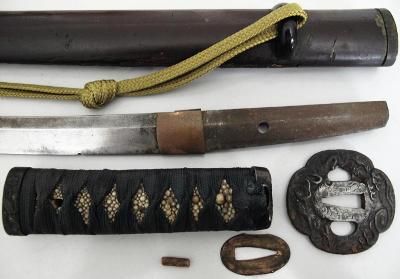 Hodně Starý Japonský Samurajský Meč Wakizashi Katana Dobový Originál