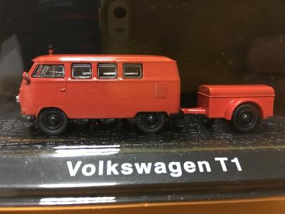 požární Volkswagen T1 + přívěsný vozík - DeAgostini 1/72 (C2-x)