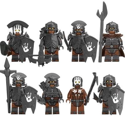 8 figurek orkové Uruk-hai s LEGO kompatibilní – Pán prstenů, skřeti