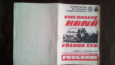 Rallye Haná 1987  - Vyškov - program