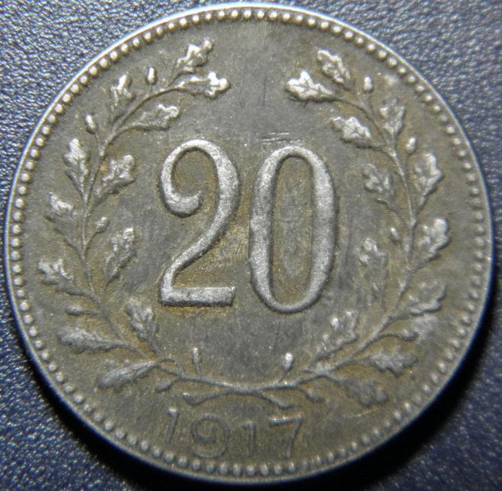 Karel IV. 20 Heller 1917 XF č33287 - Numismatika