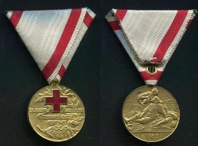 ČERNÁ HORA. Zlatá medaile za zásluhy o Červený kříž 1912 - 1913.