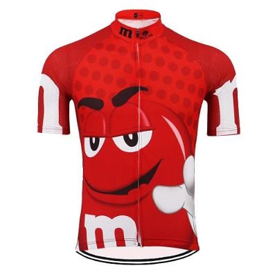 Nový pánský stylový a vtipný červený cyklistický dres M&M 